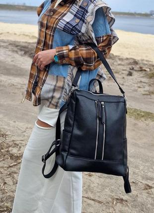 Женская сумка-рюкзак virginia conti италия. натуральная кожа.4 фото