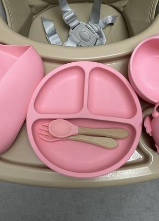 Набір дитячого силіконового посуду для прикорму малюка5 фото
