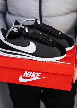 Чорно білі олд скульні кросівки nike cortez кеди з піною old school3 фото