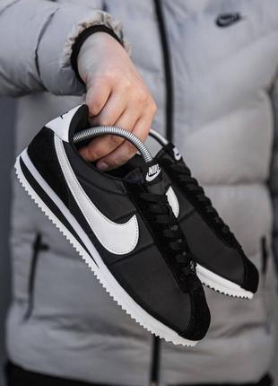 Чорно білі олд скульні кросівки nike cortez кеди з піною old school5 фото