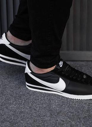 Чорно білі олд скульні кросівки nike cortez кеди з піною old school