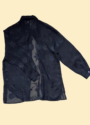 Блуза / прозрачная рубашка / винтажная из шифона / полупрозрачная / прозрачная с геометрическим принтом3 фото