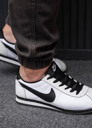 Білі з чорним олд скульні кросівки nike cortez кеди з піною old school6 фото