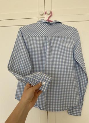 Хлопковая рубашка в клетку, базовая оверсайз в клеточку блуза рубашка4 фото