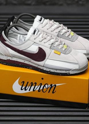 Модные кроссовки nike cortez x union l.a кеды с пиной коллаборация с юнионом лосанджелес коричневые