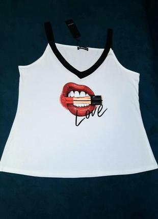 Красивый белый топ на бретелях,  майка футболка sheilay. размер xxl.