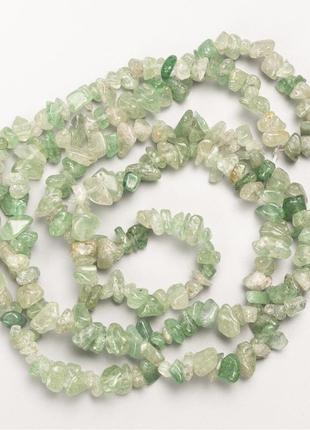 Намистини авантюрин зелений натуральний камінь крихта на волосіні d-8х4мм+- l-88см +-1 фото