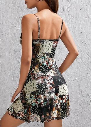 Платье петчворк из сетчатой ткани shein3 фото