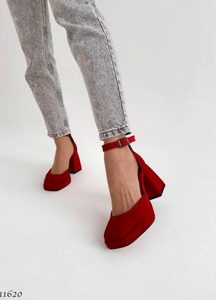 Красные босоножки туфли замшевые на каблуке10 фото