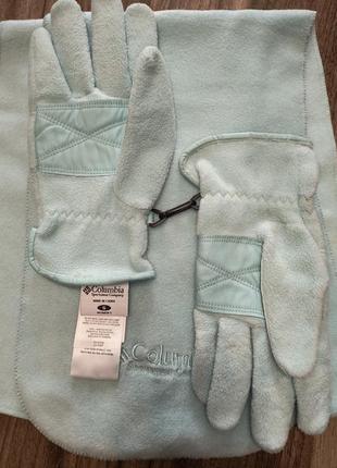 Комплект columbia перчатки и шарф. флисовый.4 фото
