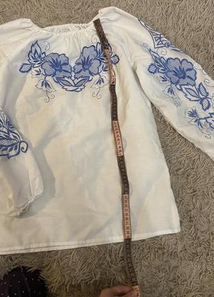 Блузка с вышивкой вышиванка рубашка  m 38  белая голубая синяя2 фото