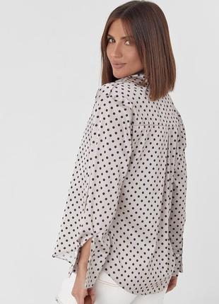 Жіноча шовкова блузка в горошок3 фото