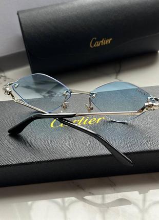 Очки в стиле cartier голубые ромбик4 фото