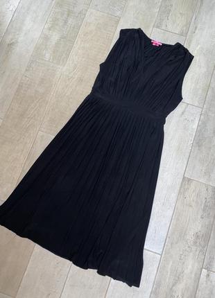 Чёрное миди платье,юбка плиссе