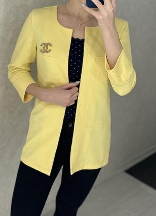 Пиджак женский желтый6 фото