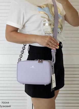 Женская качественная сумка, стильный клатч из эко кожи на 3 отдела сиреневый