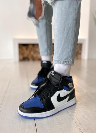 Nike jordan1 retro high black blue white 🆕 женские кроссовки 🆕 купить наложенный платёж10 фото