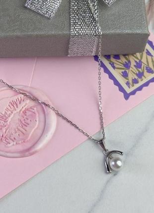 Серебряное  колье  с жемчугом , проба 925