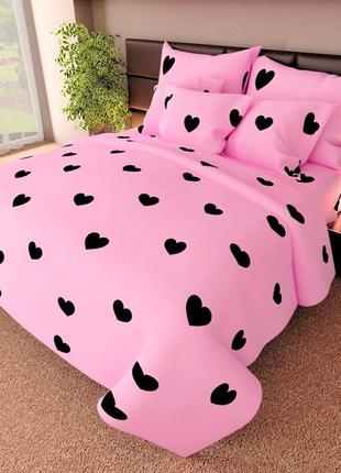 Євро пододеяльник 200х220 сердца розовый серый бязь голд люкс виталина