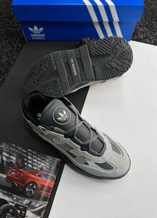 Темно серые модные кроссовки adidas niteball крутые адидас найтбол ночные мячики5 фото