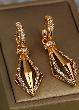Сережки підвіски xuping jewelry ліхтарик 4,2 см золотисті