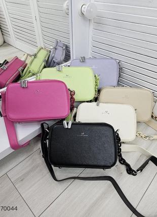 Женская качественная сумка, стильный клатч из эко кожи на 3 отдела розовый8 фото