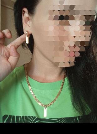Серьги xuping jewelry колечко со съемной пластиной 2.8 см золотистые3 фото