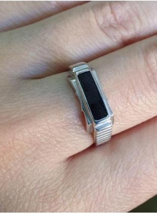 Срібний перстень з оніксом, кільце, печатка, 925 проби2 фото