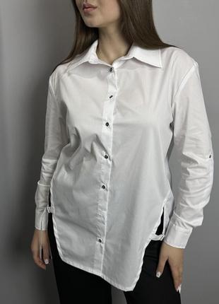 Рубашка женская белая удлиненная modna kazka mkjl3065011 фото