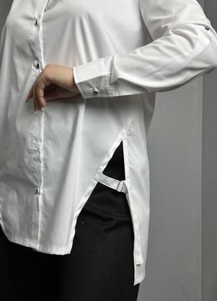Рубашка женская белая удлиненная modna kazka mkjl3065016 фото