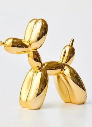 Статуетка собачка з кульки resteq золота. фігурка для інтер`єру jeff koons balloon dog 10*10*4 см1 фото