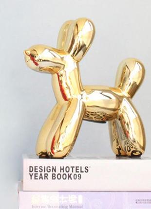 Статуетка собачка з кульки resteq золота. фігурка для інтер`єру jeff koons balloon dog 10*10*4 см3 фото