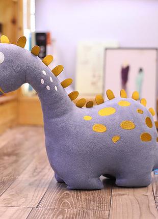 Плюшевый динозавр серого цвета resteq 25 см. игрушка динозаврик. игрушка диплодок