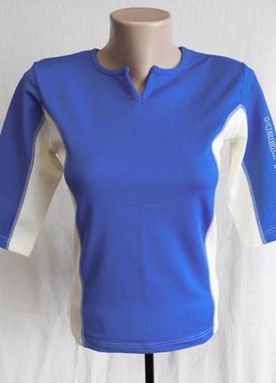 Женская спортивная футболка размер s 44 ог84 см лайкра 14% синяя короткий рукав фитнес беговая1 фото