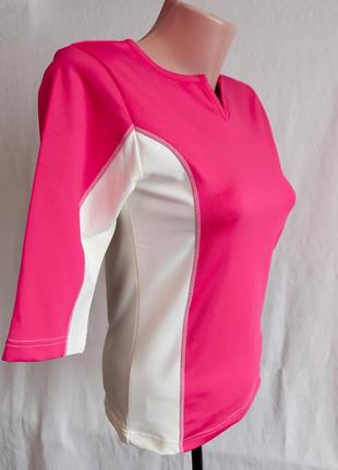 Гарна жіноча спортивна футболка кофта розмір s 44 ог84 см лайкра 14% pink короткий рукав фітнес біг1 фото