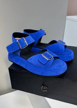 Эксклюзивные босоножки из итальянской кожи и замши женские на танкетке