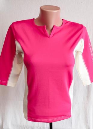 Гарна жіноча спортивна футболка кофта розмір s 44 ог84 см лайкра 14% сіра короткий рукав фітнес біг9 фото