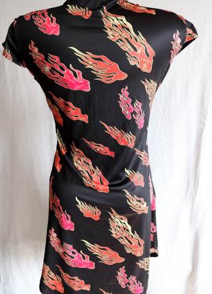 Модное черное короткое женское платье летнее с принтом в азиатском стиле китайское ципао м 467 фото