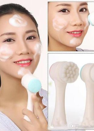 Багатофункціональна 3d щітка для обличчя facial cleansing brush блакитна