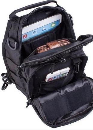 Тактична чоловіча сумка, рюкзак через плече, рюкзак тактичний, чорна4 фото
