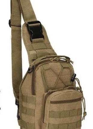 Тактична чоловіча сумка, рюкзак через плече, рюкзак тактичний, койот1 фото