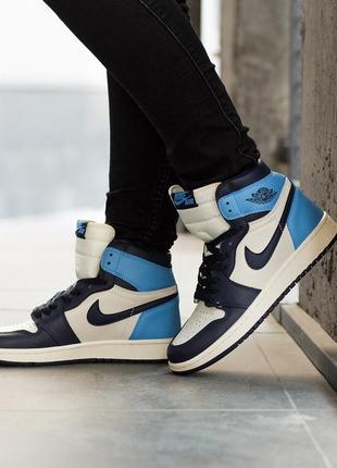 Кросівки nike air jordan 1 retro high obsidian unc кроссовки3 фото