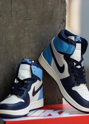 Кросівки nike air jordan 1 retro high obsidian unc кроссовки7 фото