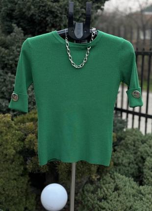 Яркая стильная женская кофта блуза зеленая травяная