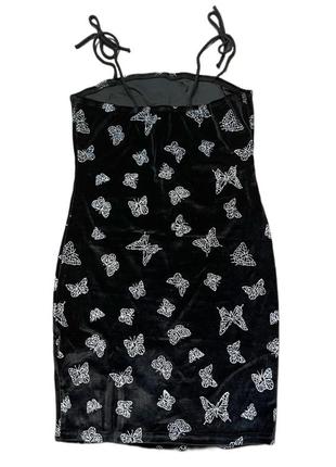 Платье подростковое для девушки черное с бабочками (рост 140)2 фото