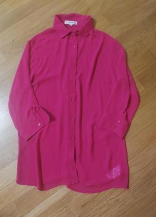 Шифоновая блуза uniqlo, цвет фуксия/малиновый