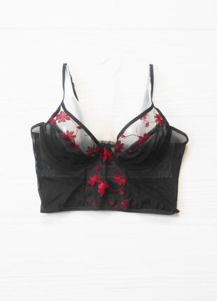 Прозорий сексуальний вишитий бюстгальтер бралетт м'яка чашка 75в flirt 🌺