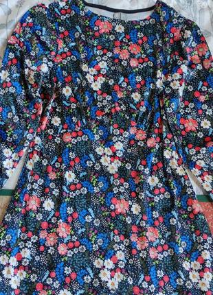 Велюровое длинное платье , бархатное платье макси в мелкие цветы