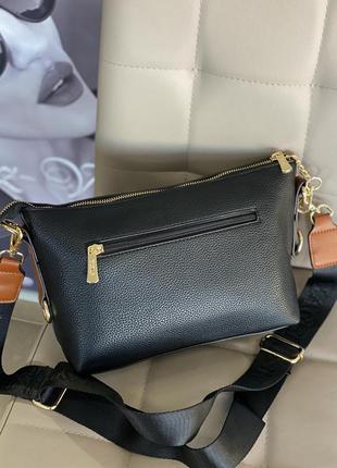 Ювелірна💣🔥стильна базова сумка з акцентним текстильним ремнем💣🔥італійська якість та дизайн💣🔥4 фото