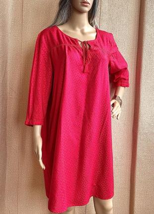 Promod сукня льон з вишивкою вишивкк натуральна рожева тканина